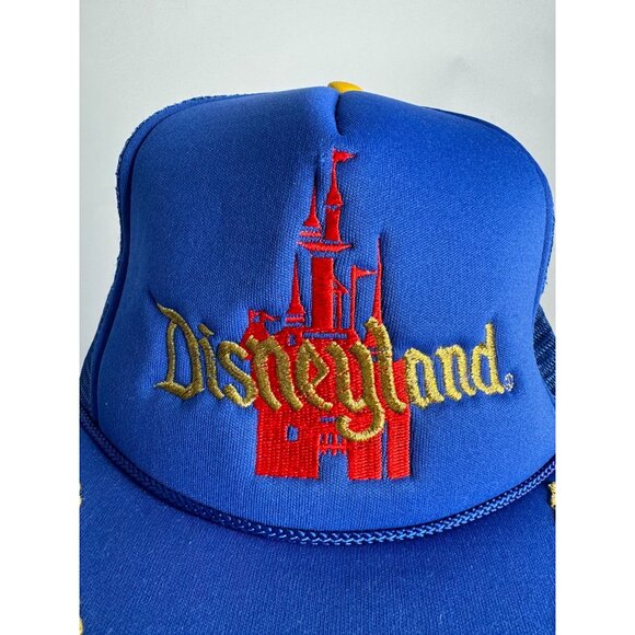 Disneyland Vintage Blue & Gold Trucker Hat With Adjustable Snapback - Picture 8 of 16